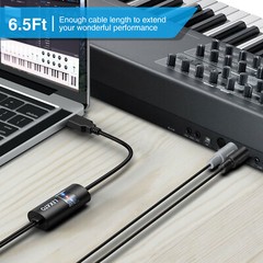 New USB IN-OUT MIDI Interface Cable Converter to PC Music Keyboard Adapter Cord