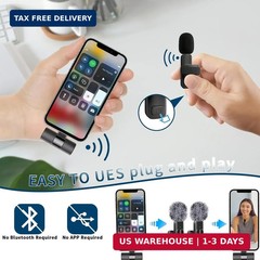 Wireless Microphone Mini Mic for iPhone/Android Phone, LED Display Lavalier Micr
