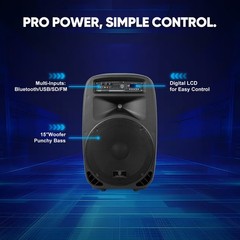 PRORECK PARTY 15 PA Speaker System 2000W Powered DJ Bluetooth USB SD LED Light