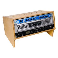Sound Town DIY 4U Angled Desktop Studio Rack w/ Plywood, Golden Oak (SDRK-Y4SL)