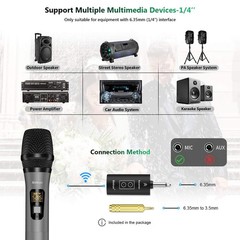 Wireless Microphone with Bluetooth, Professional UHF Battery, Small Receiver