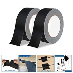 Black Gaffers Tape 2″ x 30 Yards 2 Roll for Filming for Staging Work Photography