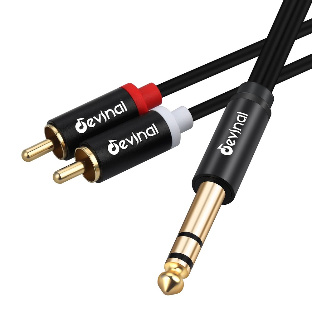 Devinal 1/4″ TRS to RCA Y Splitter Cable, 6.35mm Stereo Dual 5 FT, 3.3 FT