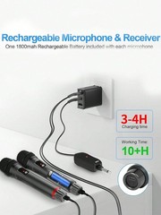 2PCS Aveek Wireless Handheld Microphones 2.4GHz With Rechargeable Receiver