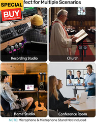 Multi Microphone Holder with Universal Clamp, Securely Holds 2 Wired or Wireless