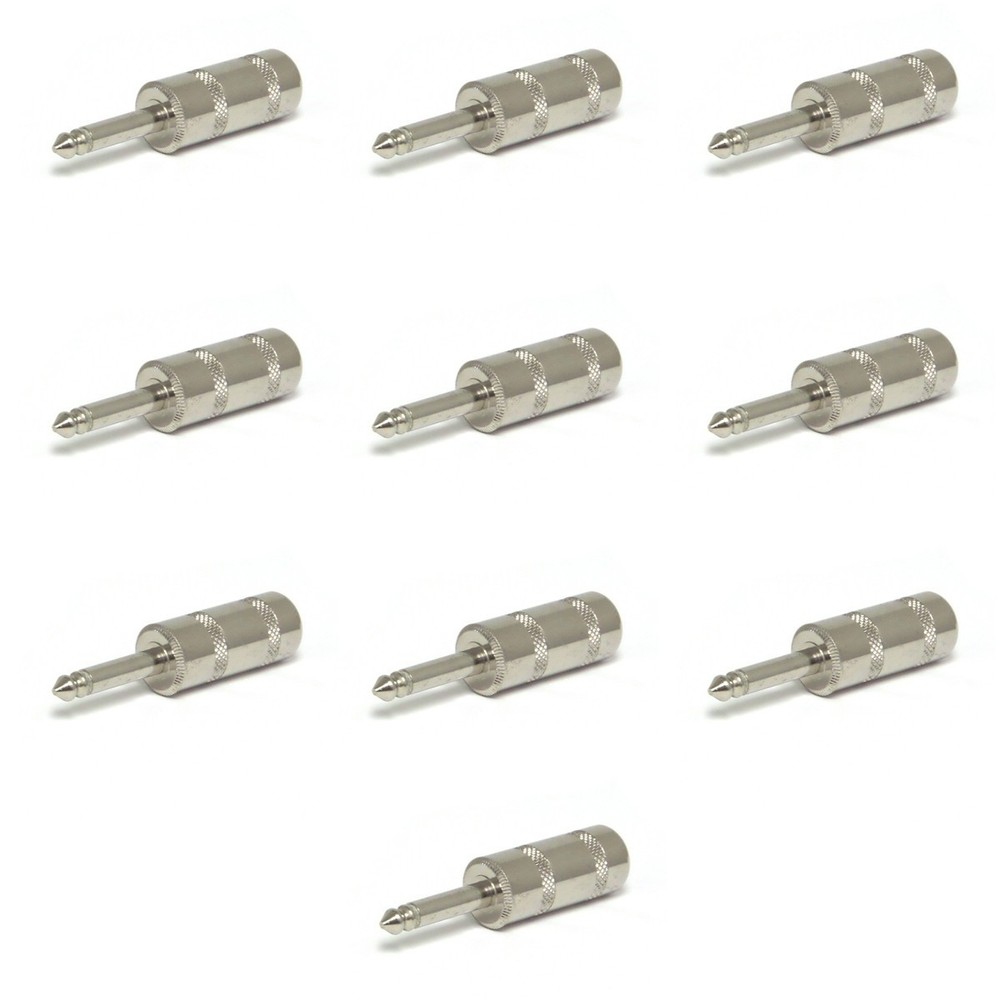 10pc 1/4″ (6.35mm) Mono TS Phone Plug Guitar Cable Male Connector Large Cap