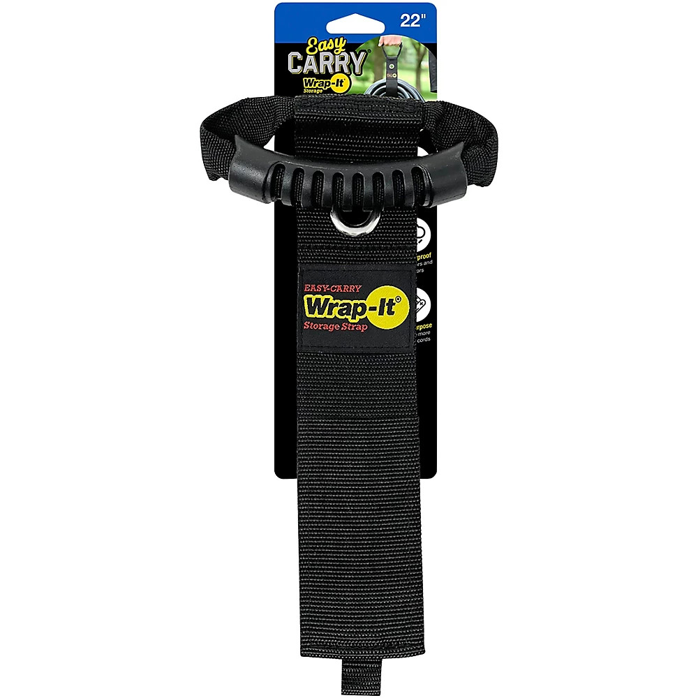 WrapIt Storage Straps EasyCarry 22″ Hook and Loop Carrying Strap wHandle Blck