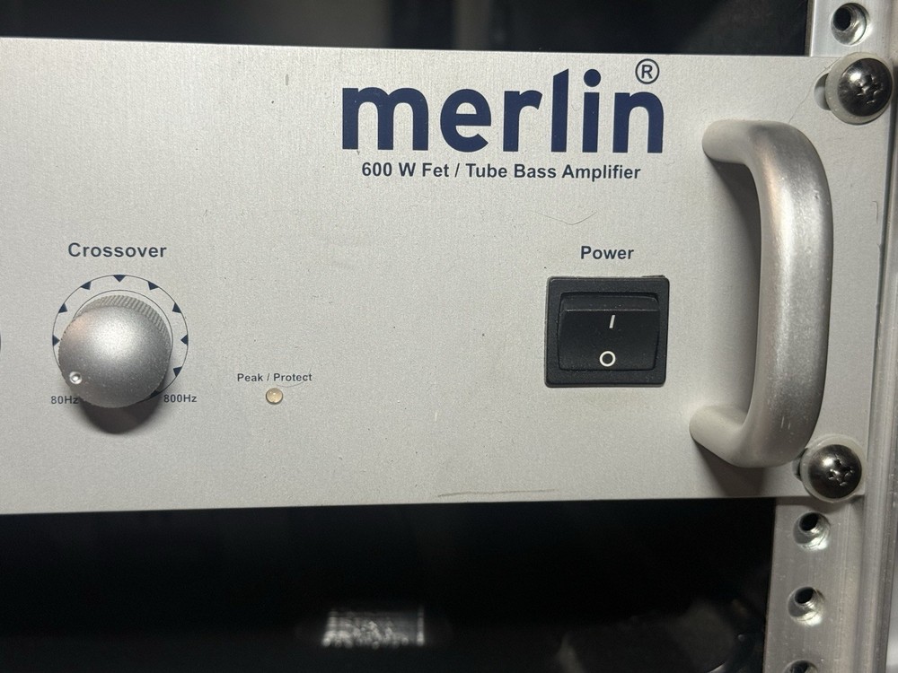 Merlin 600W FET Tube Bass Amplifier Silver Rackmount Crossover 1 Channel & (case