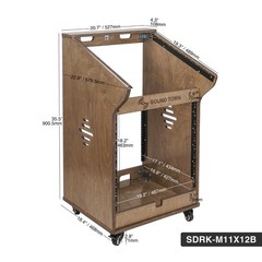 OPEN BOX: Sound Town 12U Studio Rack 11U Top 2U Bottom Storage (SDRK-M11X12B-R)