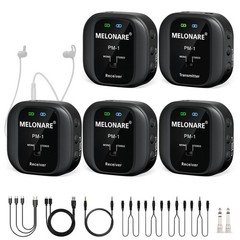 MELONARE Wireless in-Ear Monitor System – 4 receivers+1 transmitter, Black