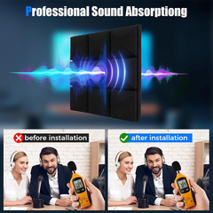 6 Pack Acoustic Panels 12 X 12 X 2 Inches, Sound Proof Foam Panels for Wall, Hig