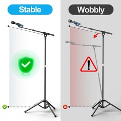 Mic Stand with Boom Arm, Heavy Duty Tripod Microphone Floor Holder Height Adj…