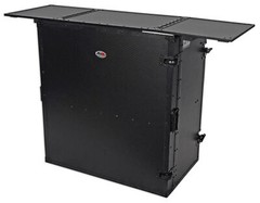 ProX XS-DJSTN BL Portable Foldout Mobile DJ Combo Table Desk Facade w/ Wheels