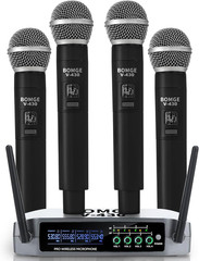 Pro 4-Channel Wireless Microphone System with 4 Handheld Mics, 200Ft Range