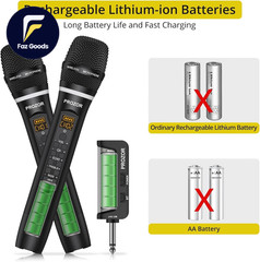 UHF Wireless Microphone with Volume Treble Bass Echo Control Wireless Recharge