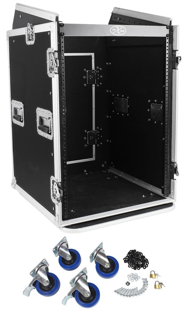 Pro X TOV T-16MRSS 16U Straight +10U Slanted DJ Rack Flight Case w/Wheels 3/8″