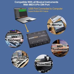 MIDI THRU-6 Pro Box USB MIDI Interface 1-In 6-Out 6 Channels MIDI Spliter