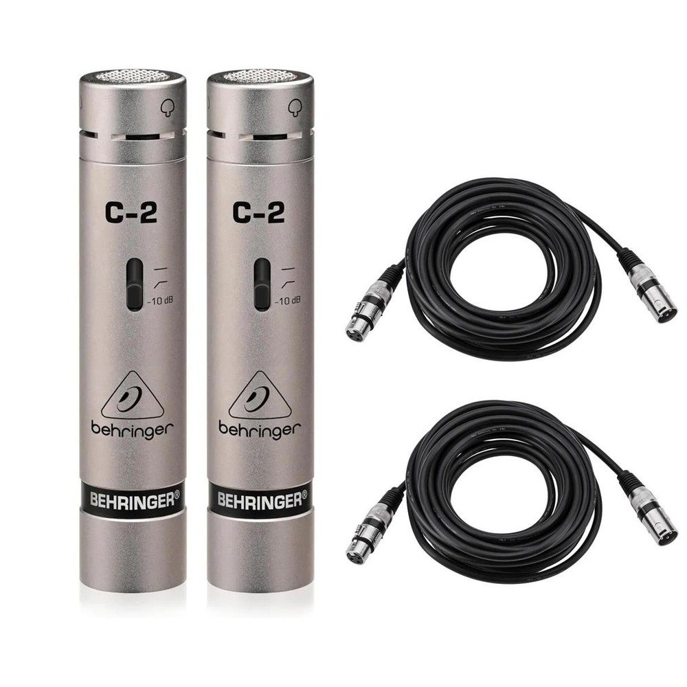 Behringer C-2 Matched Studio Cardioid Condenser Microphones, Pair, Bundle with 2