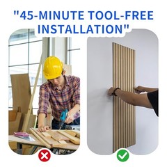 Peel and Stick Acoustic Wall Panels 8-Pack 43.3″ * 11.8″ – 3D Wood Slat Oak