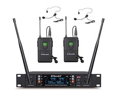 GTD Audio 2×100 Adjustable Channels UHF Wireless Headset &Lavaliere Lavalier