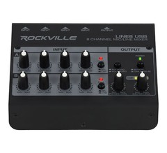Rockville LINE8 USB 8 Channel Mic/Line Mixer w/ USB Computer Recording Interface