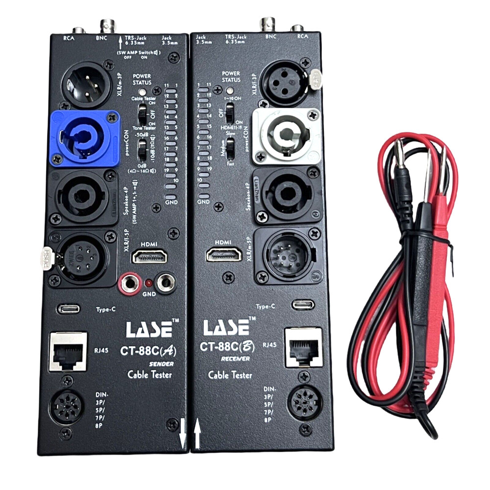 LASE CT-88C Multi-Function Cable Tester HDMI PowerCon Speakon XLR DIN RCA BNC