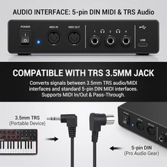 2pcs TRS 3.5mm MIDI Cable, 6.35mm Male to MIDI Din 5Pin Male Cable, 0.5m/20 in