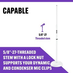 Round Base Straight Mic Stand White with Bag – On-Stage