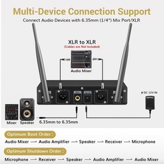 TONOR Wireless Microphones System 2 * 15 Channel Metal Professional UHF Cordless