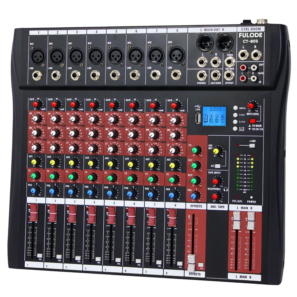FULUODE Audio Mixer 8 Channel, CT-80S Professional Sound System Mixer Board D…