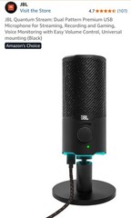JBL Quantum Stream Dual-Pattern USB Microphone for Streaming Recording & Gaming
