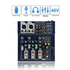 4CH Audio Mixer Effects Processor KTV Mixing Console Studio Live Mixer for DJ