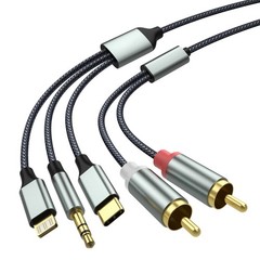 Lightning to RCA Cable Audio Aux Adapter（10.3M）,RCA 10.3 meters, Grey