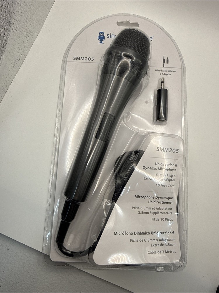 Singing Machine Wired Microphone for Karaoke, (Black) – Unidirectional Dynamic