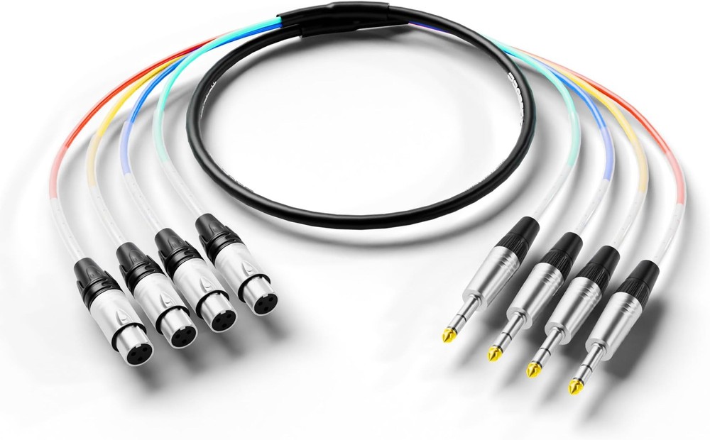PRORECK 6ft Snake Cable, 4-Channel Shielded Audio Cable 1/4“ TRS to XLR Fema…