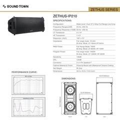 Sound Town Water Resist Line Array System, w/Italian Drivers, ZETHUS-IP210X4