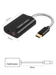 CableCreation Type C External Sound Card with 3.5 mm 1-Pack, Black USB C