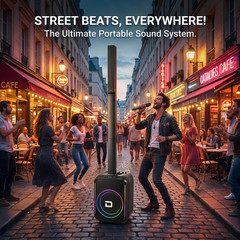 Powered Portable Column Array PA System Bluetooth Speaker with 12″ Subwoofer NEW