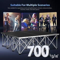 4*4 ft Assemble Stage Riser for Wedding Event Drums Foldable Performances Stages