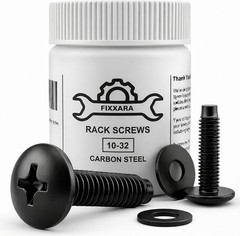 Rack Screws 10-32 and Nylon Washers Set, Carbon Steel, 50-Pack