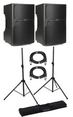 Peavey PVXp 12 inch Bluetooth Powered Speakers with Stands and Cables