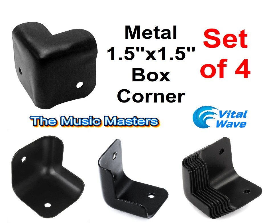 4X Metal 2 Hole Cabinet Corner Guitar Amp Rack Case DJ Speaker Box Protector BLK