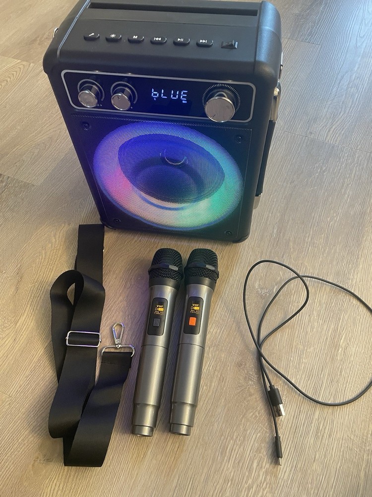 Karaoke Machine, Portable Bluetooth Karaoke Speaker with 2 Wireless Microphon…