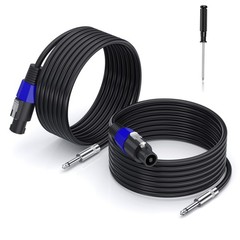 2 Pack 100 feet Speakon to 1/4″ Male Speaker Cables, Professional 12 Gauge He…