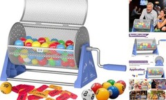 Raffle Drum, 12 * 7-Inch Raffle Ticket Spinner with Detachable Blue12*7in