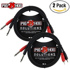 2-PACK Pig Hog PD-R1403 3FT RCA Male to 1/4″ Mono Dual Plug Audio Cable