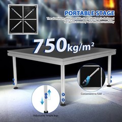 Portable Stage Platform 4x4ft Height Adj 24-40″1650lb Modular Riser For DJ Event