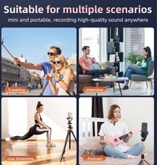 KINGLUCKY 2pc Wireless Microphone 2.4G Noise Cancelling Portable Interview