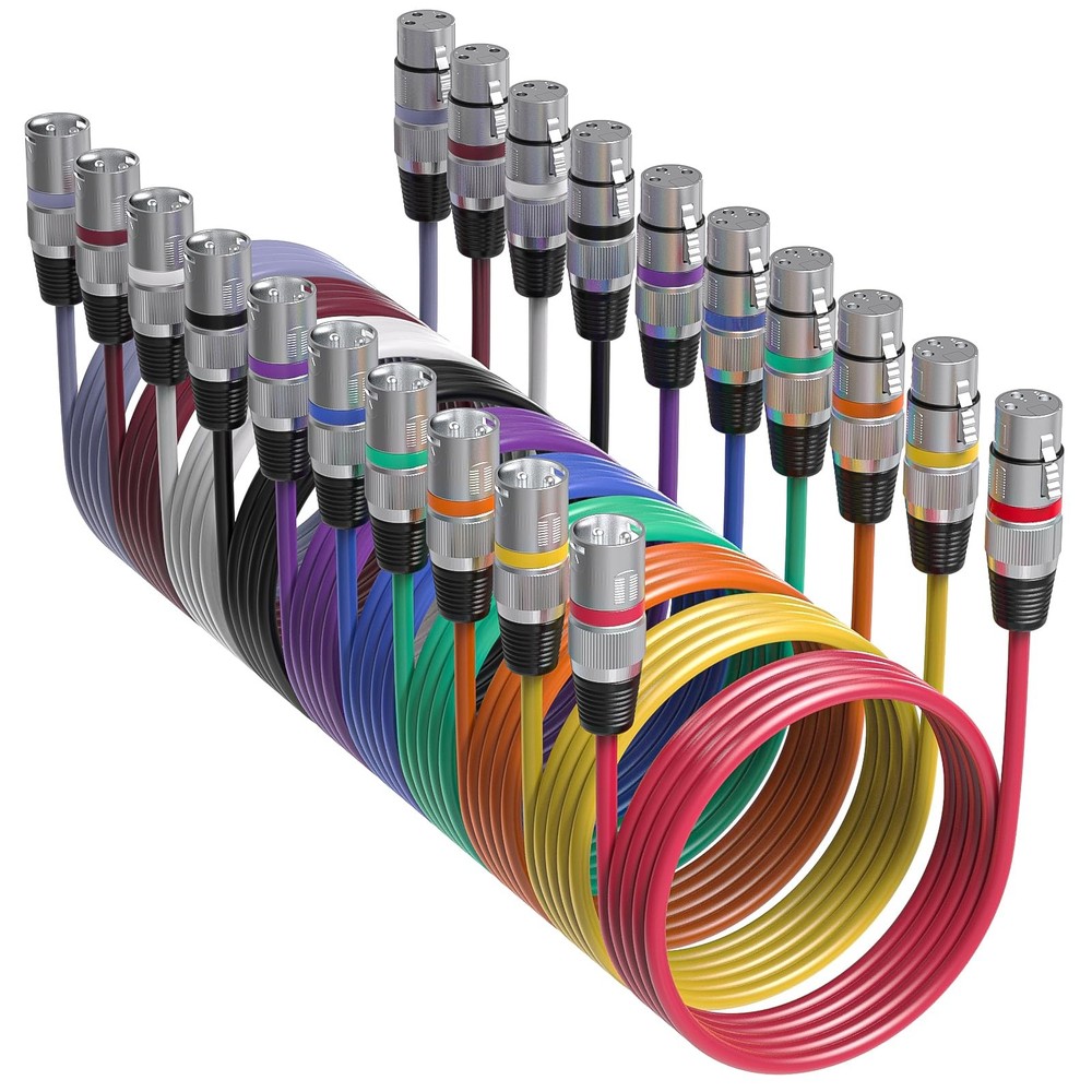 10 Color XLR Cable, Multicolor XLR Male to Female 15ft Audio Cables 10 Pack, …