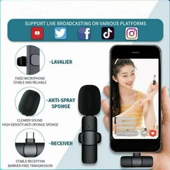 USB C Mini Mic (2) Rechargeable Wireless Microphones & 1 Receiver Type C Black